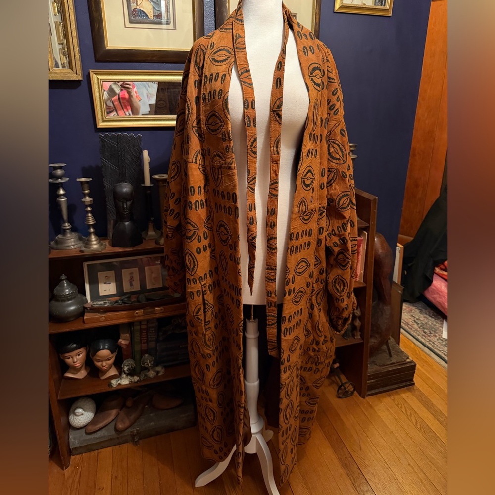Vintage Outstanding Suede Plus Size Lined Belted Kimono By The African Star